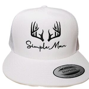 Simple Man Hunter Mesh Snapback Embroidered Flat Bill Trucker Ha…